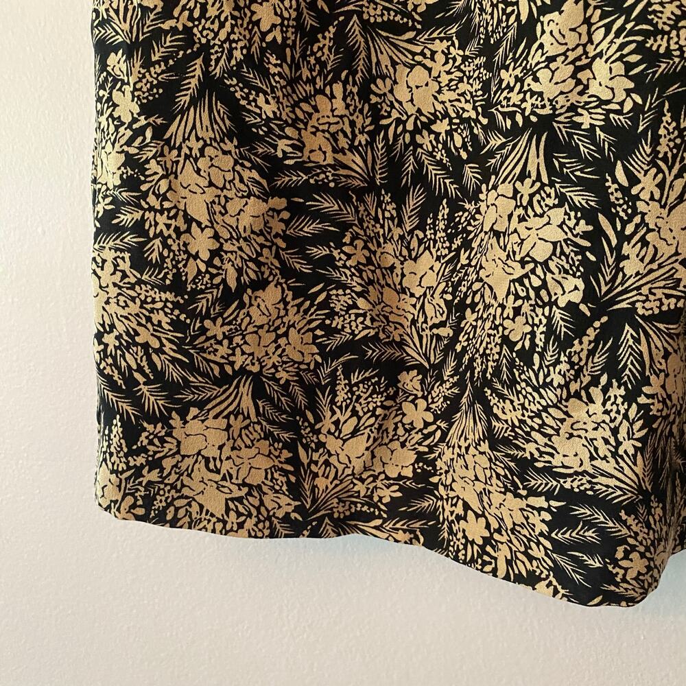3.1 Phillip Lim Black Tan Floral Beaded Neck Silk 3/4 Sleeve Shift Dress size 2 - Picture 6 of 11